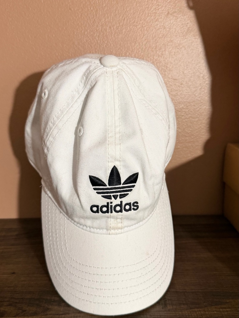 adidas White Baseball Cap with Black Trefoil Logo